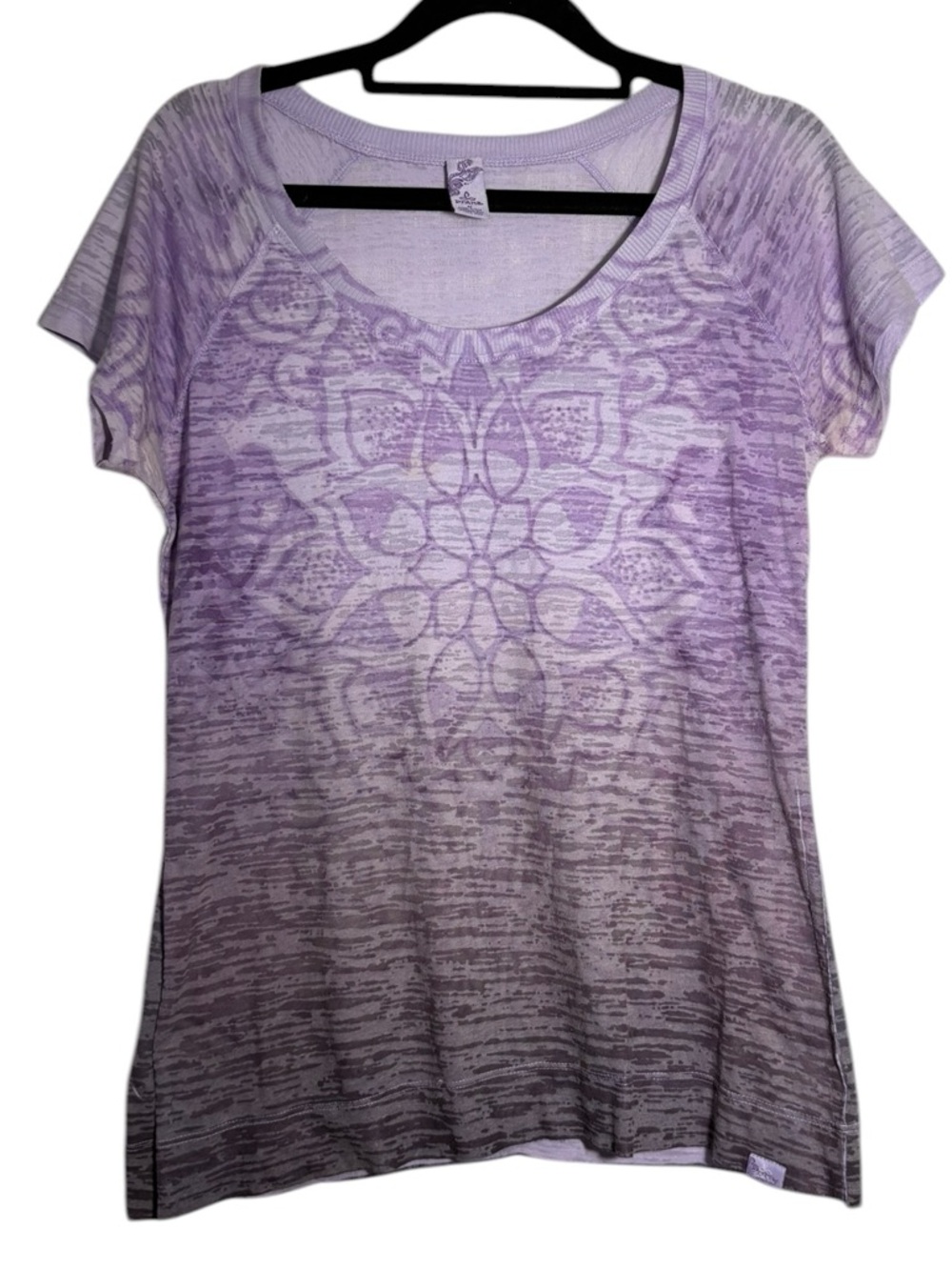 Prana Purple Ombre Floral Medallion Short Sleeve Tee